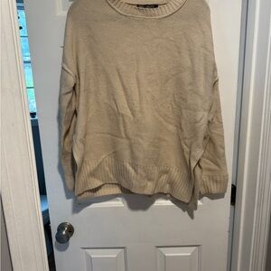 Amazon Cream Crewneck Sweater Soft Knit Minimalist
